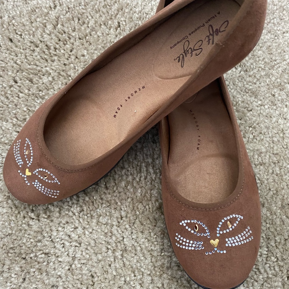 Soft Style Kitty Cat Face Women Flats Shoes Size 7